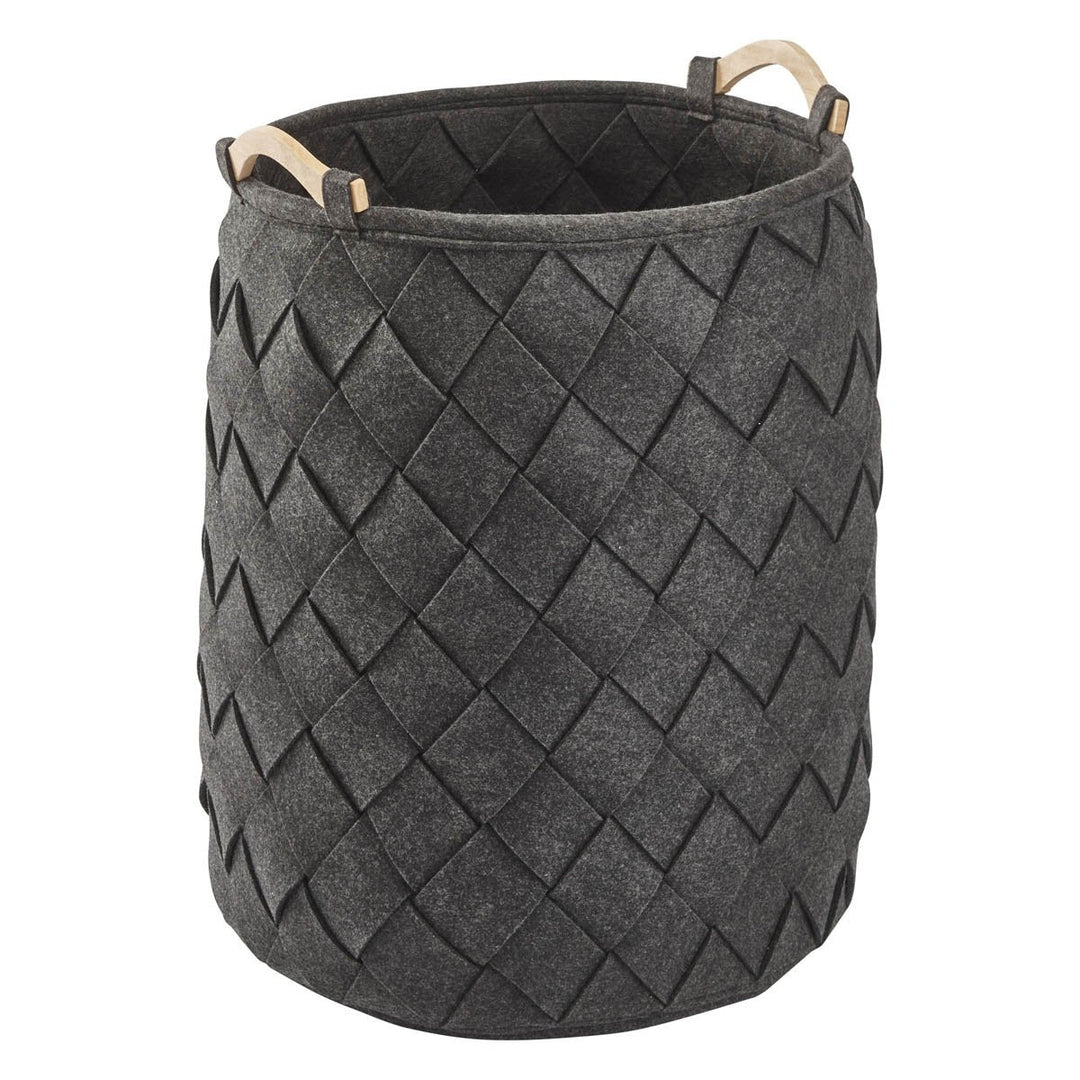 Mørkegrå vasketøjskurv i flet Aquanova