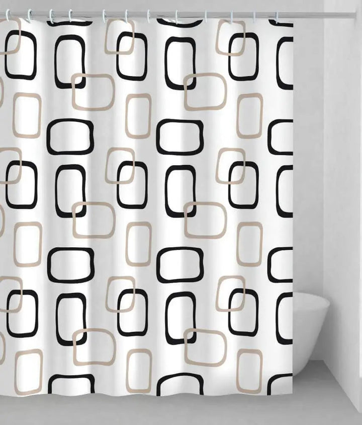 Mønstret badeforhæng