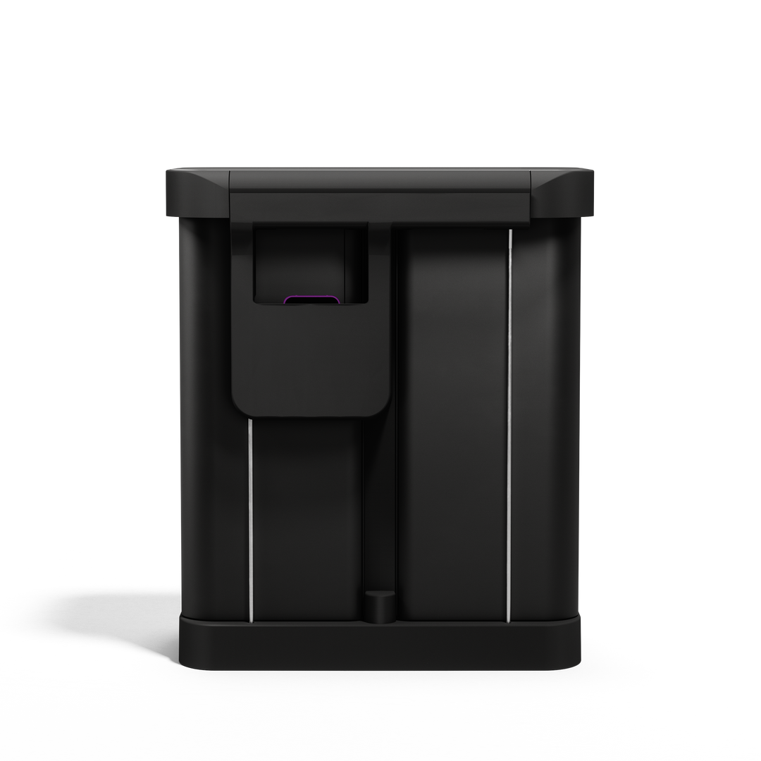 Mål og dimensioner for simplehuman 58l (34/24) pedalspand med to rum og poselomme