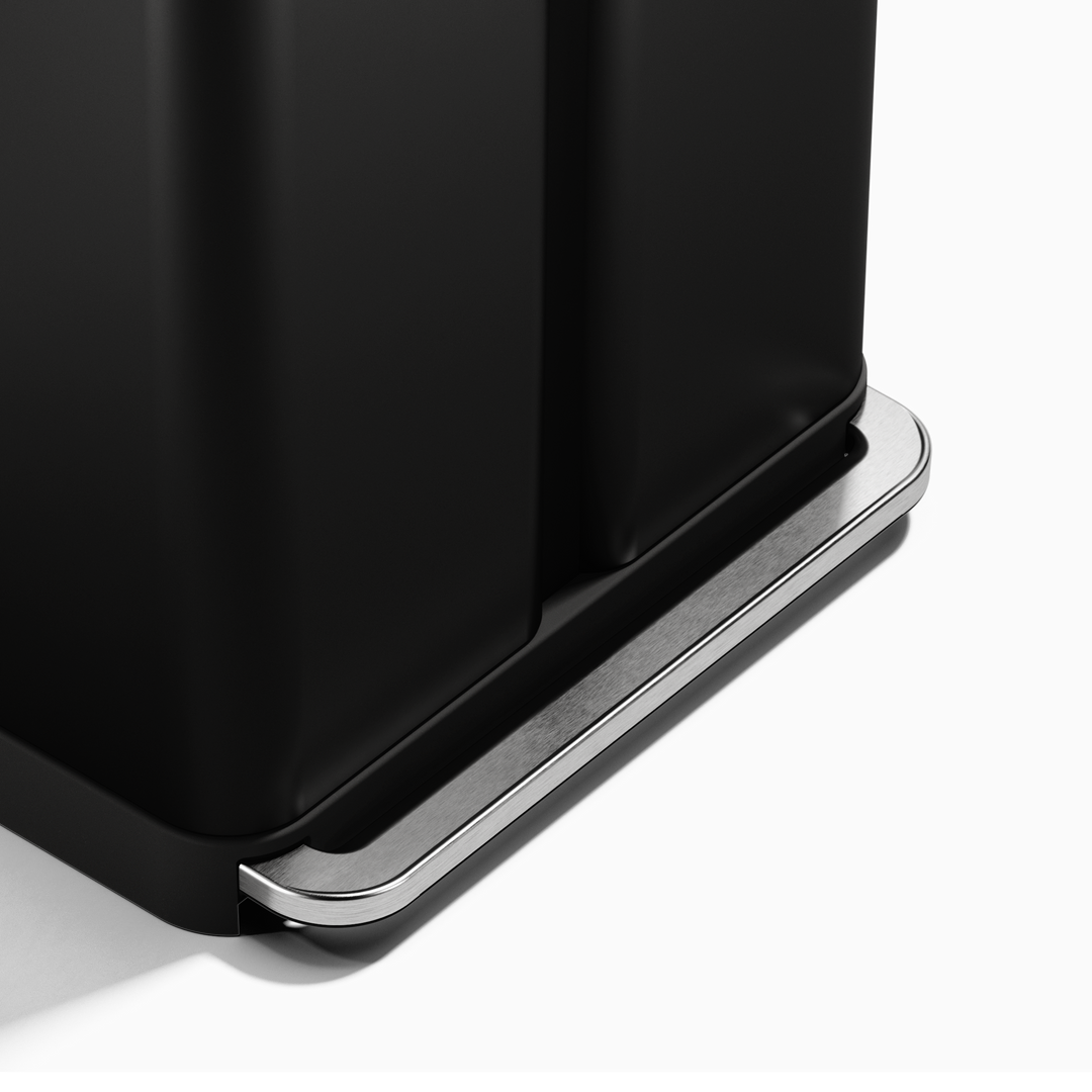 simplehuman 58l (34/24) pedalspand med to rum og poselomme - matsort