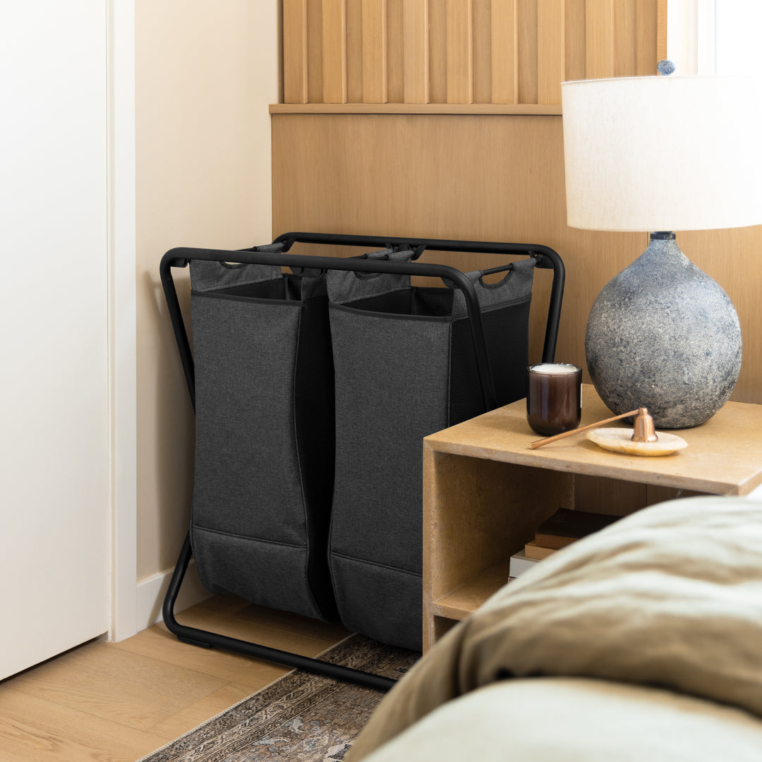 simplehuman dobbelt x-ramme vasketøjskurv - hvid