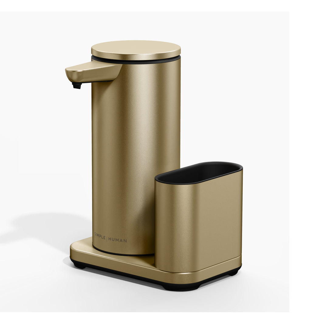 414ml genopladelig sensorpumpe med holder - matguld fra simplehuman