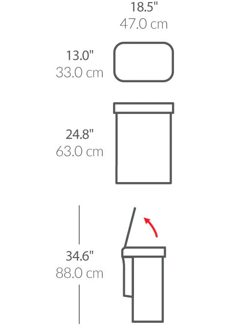 simplehuman 55l rektangulær sensorstyret skraldespand med poselomme - matsort