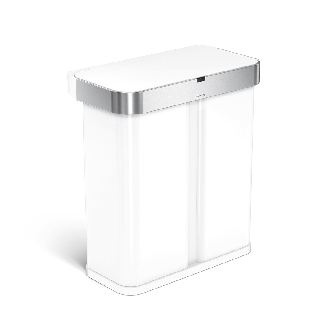 simplehuman 58l (34/24) sensorstyret skraldespand med to rum og poselomme - matsort