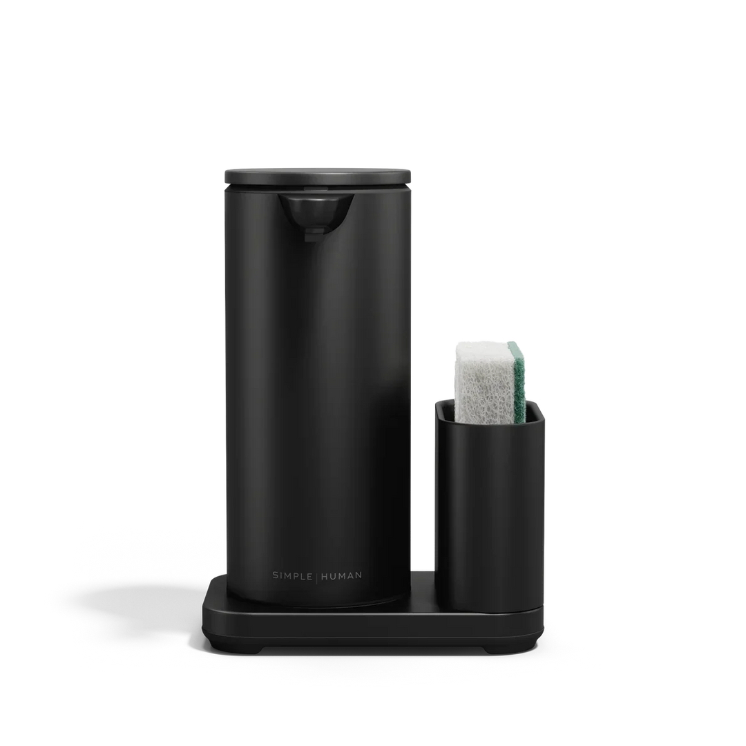 sensor dispenser med holder til svamp sort fra Simplehuman