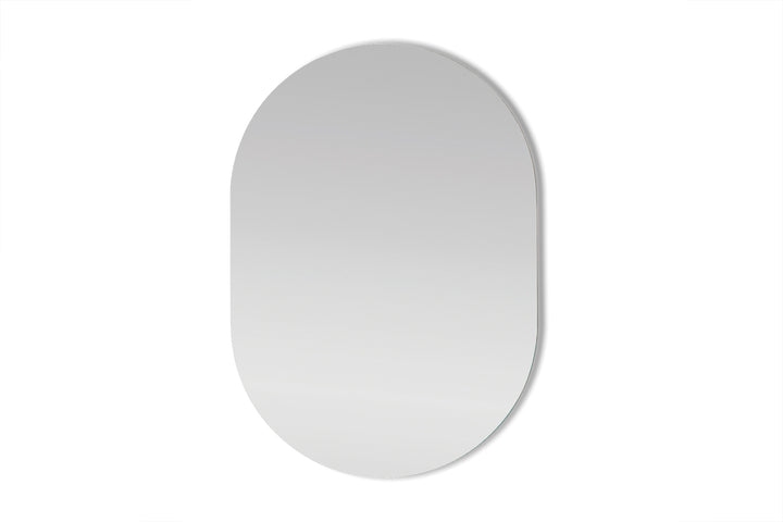 Oval spegel med polerad kant och LED-ljus